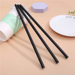 Pailles en papier jetables noires pour boissons, écologiques, longueur 145 mm.