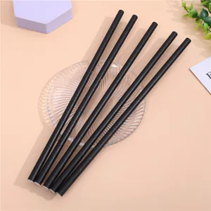 Pailles en papier noir jetables pour boissons, thé au lait et bar, écologiques de 145 mm.
