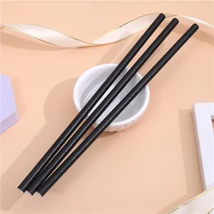 Pailles en papier noir, pailles biodegradables jetables de 145mm pour boissons, the et bars.