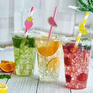 Pajitas de papel decorativas con bonitos motivos de fruta para fiestas de verano alegres y divertidas.