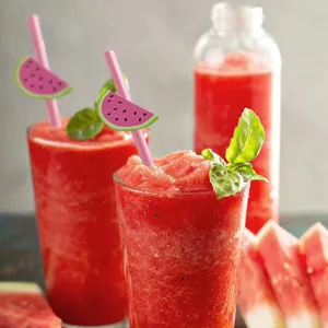Pajitas de papel para fiestas de verano con bonita decoración de sandía para bebidas 10pcs