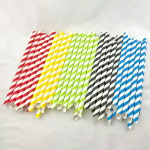 Detailed close-up of colorful striped paper drinking straws, eco-friendly and clean design.