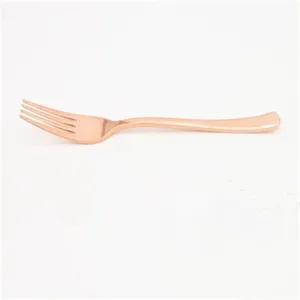 Disposable Rose Gold Plastic Fork Western Tablewear for Steak Fruit Party Dinner Events
