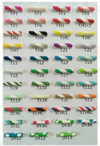 Assorted color and pattern disposable paper straws detail view showing various styles.