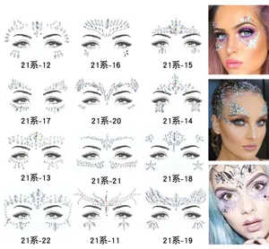 Pegatinas de gemas para la cara diamantes de imitación para maquillaje de festival y fiesta