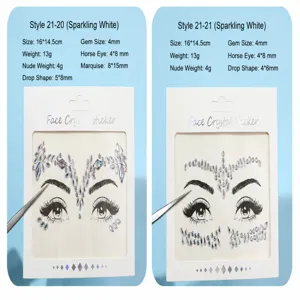 Pegatina de cara de cristal diamantes de imitación maquillaje de festival joyas 1ud