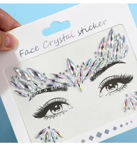Pegatina de cara cristal DIY estrás maquillaje festival brillante decoración frente gema joya.