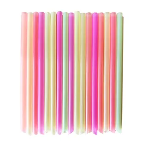 Colorful disposable thick plastic drinking straws for boba milk tea, durable and bright pack.