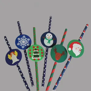 Paglie di carta di Natale con carte rotonde decorative set di forniture per feste usa e getta.