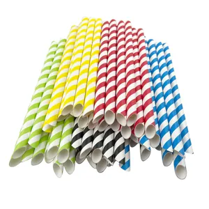Colorful striped paper straws, eco-friendly biodegradable disposable drinking straws for parties.