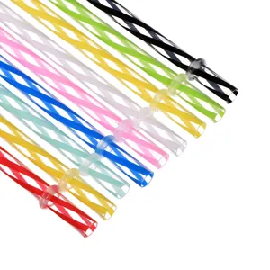 Wiederverwendbare harte PP Plastik Trinkhalme 27cm lange bunte gestreifte Strohhalme