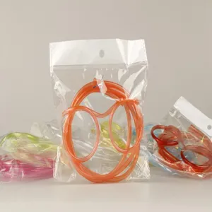 DIY Neuheit Brille Trinkhalme Detailansicht, bunte biegsame Kunst-Trinkhalme für Partyspaß.