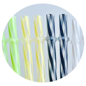 Wiederverwendbare harte PP Plastik Trinkhalme mit Gewindering Design Detail Nahaufnahme