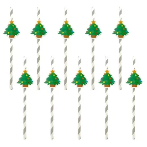 Weihnachtsbaum Papiertrohhalme für Party Dekoration, umweltfreundliche Trinkhalme Einweg.