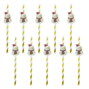 Weihnachten Papier Trinkhalme mit süßem Schneemann Cartoon Design für Party Getränke Dekor.
