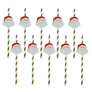 Weihnachten Pappstrohhalme mit niedlichem Weihnachtsmann für Party Getränke Dekoration.