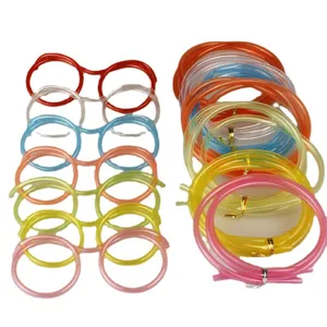 DIY Neuheit Brille Trinkhalme Flexible Lustige Party Strohhalme Bunte DIY Trinkgeraete