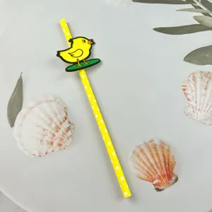 Pajitas de papel biodegradables para bebidas con bonito diseño de pájaro para fiestas.