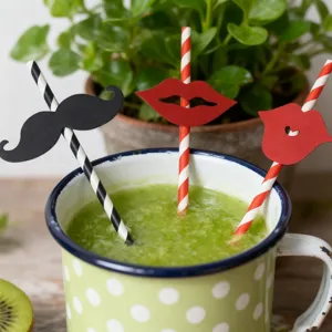 Creative funny mustache red lips paper straws party photo props disposable drink decor