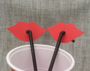 Creative red lips disposable plastic straws for party wedding celebration funny drinking props