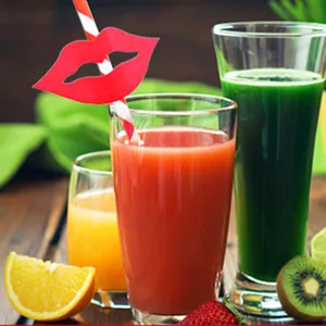 Creative funny red lips paper straw for party drinking decorative beverage accessories.