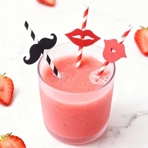 Creative funny mustache and red lip paper straws, perfect party drink decoration and photo props.