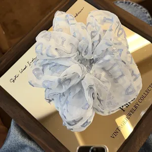 Koreaanse stijl blauw witte mesh haar scrunchie retro paardenstaart houder voor meisjes