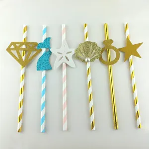 Lot de pailles en papier pailletees decoratives parfaites pour fete et gateau d anniversaire.