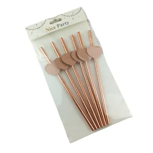 Rose gold glitter heart paper straws set for party celebration decorations main item view