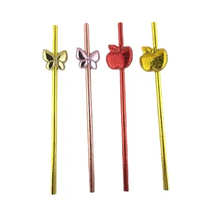 Disposable Paper Straws With Cute Angel Wings And Golden Apple Butterfly Party Drinkware Eco Friendly Decorative Straws