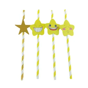 Disposable biodegradable party decorative five-pointed star juice drink paper straw set