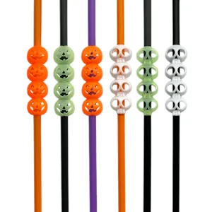 Set di cannucce di plastica Halloween con perline di zucca e teschio per feste.