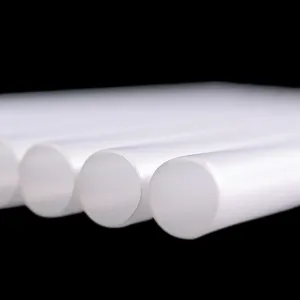 Detail shot of white translucent plastic hollow round tubes, clean reusable material display.