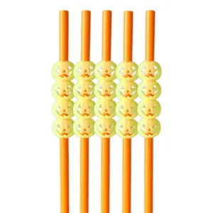Cannucce di plastica di Halloween set di cinque con decorazioni di zucca gialla per feste.