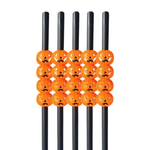 Cannucce di plastica di Halloween set da 5 con decorazioni di zucca carine per feste e eventi.