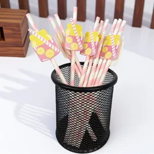 Pailles en papier décoratives avec découpes de bocal de citron pour fête d'été parfaite