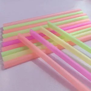 Fluorescent Disposable Thick Drinking Straws Large Caliber Pointed Colorful Plastic Straws For Bubble Tea Party