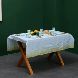 Nappe jetable à pois bleus dorés ensemble de vaisselle de fête pour anniversaire décoration.