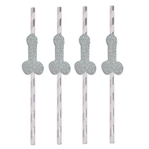 Pajitas de papel con purpurina para despedida de soltera, pajitas decorativas, 4 u.