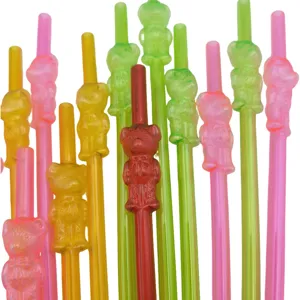 Reusable PVC Animal Fruit Shaped Drinking Straws Cute Cartoon Design Decorative Beverage Straws For Party