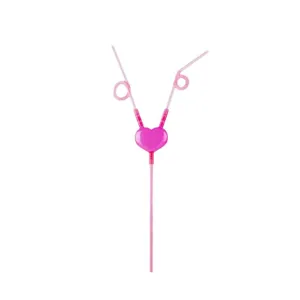 Valentine heart shaped creative plastic drinking straw party creative drinkware accessories
