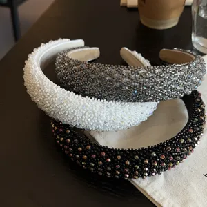 Gepolsterde kralen haarband set voor dames, luxe kristalen haaraccessoires voor haar.