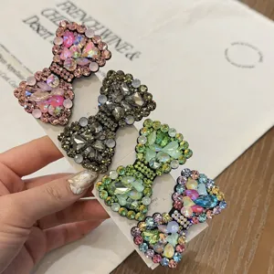 Mooie strass strik haarspeld fonkelend kristal zoete zijspeld voor dames haaraccessoire