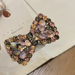 Strass strik haarspeld voor dames, glinsterende kristallen haarklem, elegante haaraccessoires.