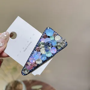 Koreanischer Stil bunte Kristall Dreieck Haarklammer, glitzernde Strass Haarspange Damen.
