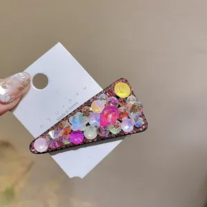 Koreanischer bunter Kristall Dreieck Haarspange glitzernde Strass Haarnadel Damen