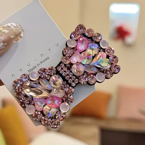 Prachtige Koreaanse strass strik haarspeld, glinsterend kristal haaraccessoire voor dames.