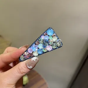 Koreanischer Stil Kristall Dreieck Haarklammer bunte Strass Dopamin Haarnadel Damen