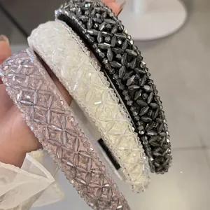 Handmade crystal beaded headband baroque vintage hair hoop detailed close-up display