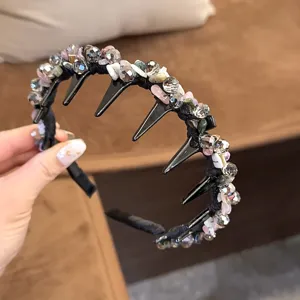 Multi-tooth crystal beaded hair hoop elegant gemstone fashion hair accessory for daily wear